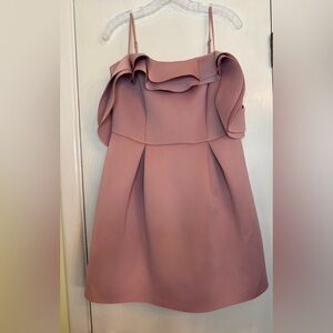 ASOS DESIGN - Strappy Ruffle Scuba Dress in Pink - Size 10